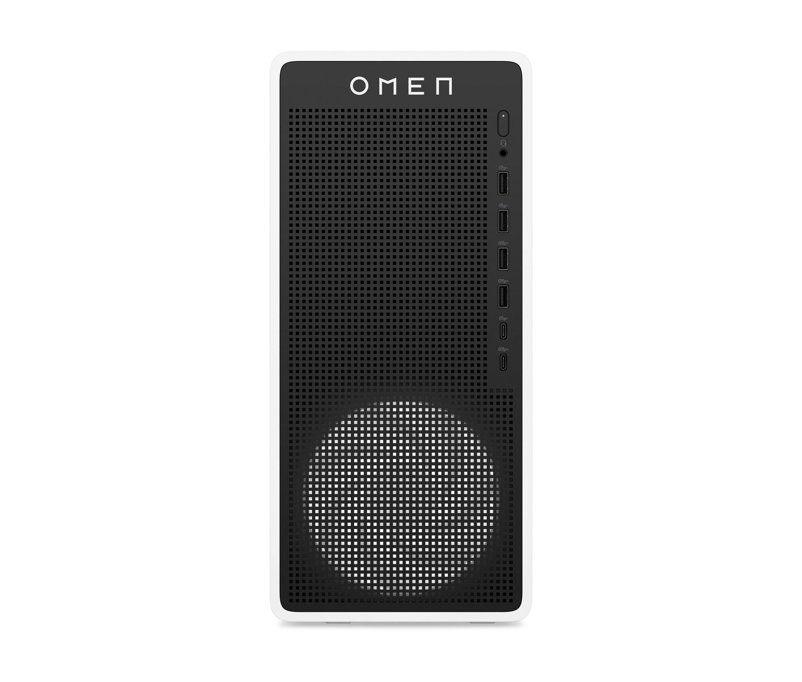 OMEN 16L Gaming Desktop TG03-0085t PC. Windows 11 Home. Intel® Core™ Ultra 7. 32GB RAM. 1TB SSD. NVIDIA® GeForce RTX™ 5060. Snow white