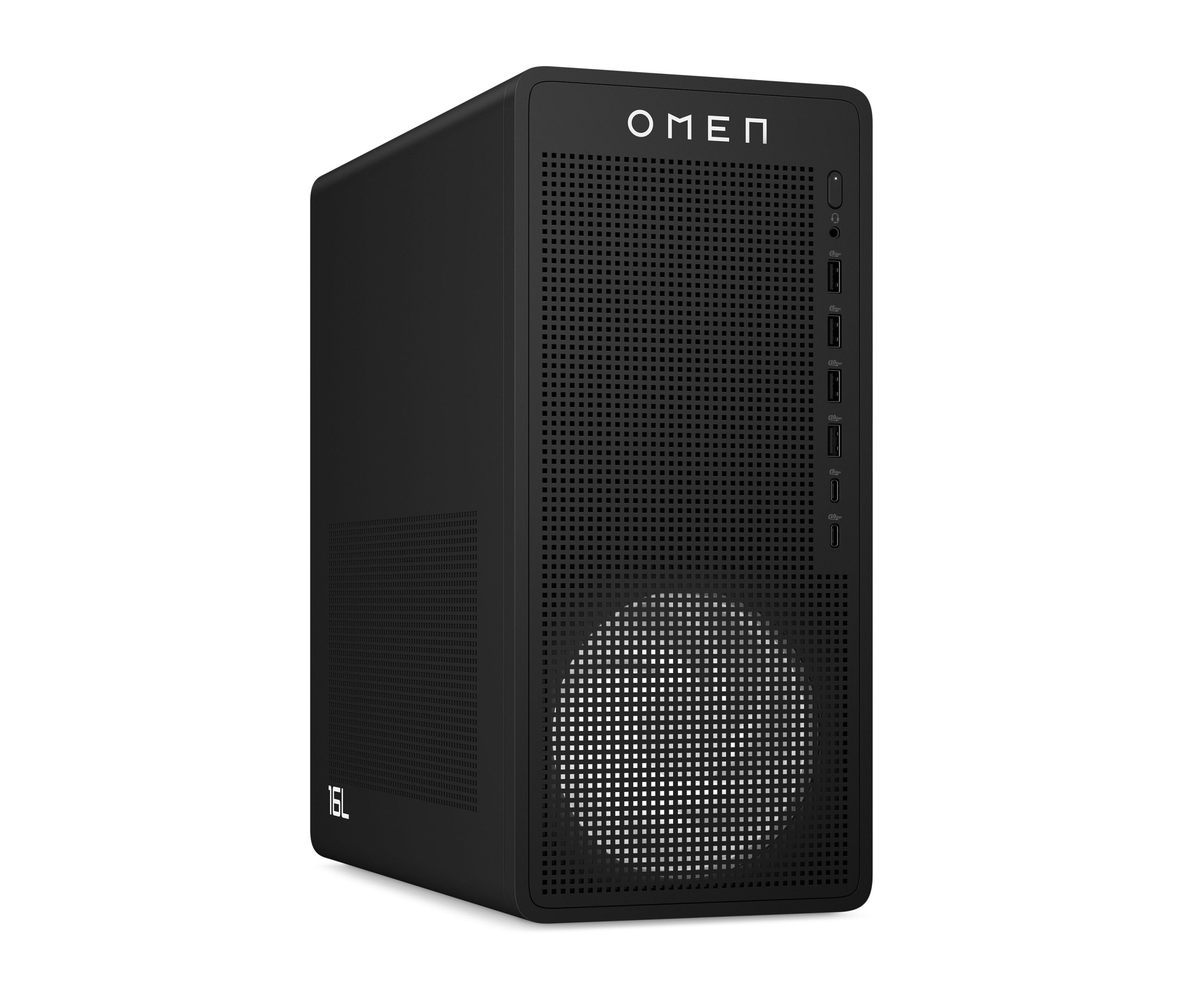 OMEN 16L Gaming Desktop TG03-0055m PC. Windows 11 Home. AMD Ryzen™ 5. 16GB RAM. 512GB SSD. AMD Radeon™ RX 7600. Black - Image 3