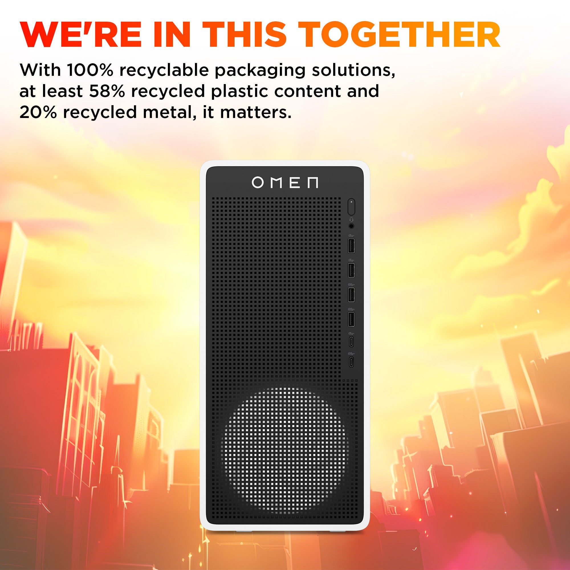 OMEN 16L Gaming Desktop TG03-0085t PC. Windows 11 Home. Intel® Core™ Ultra 7. 32GB RAM. 1TB SSD. NVIDIA® GeForce RTX™ 5060. Snow white - Image 5